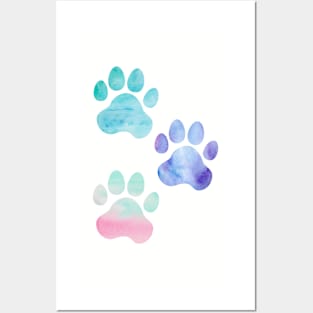 Watercolor Paw Print Trio Posters and Art